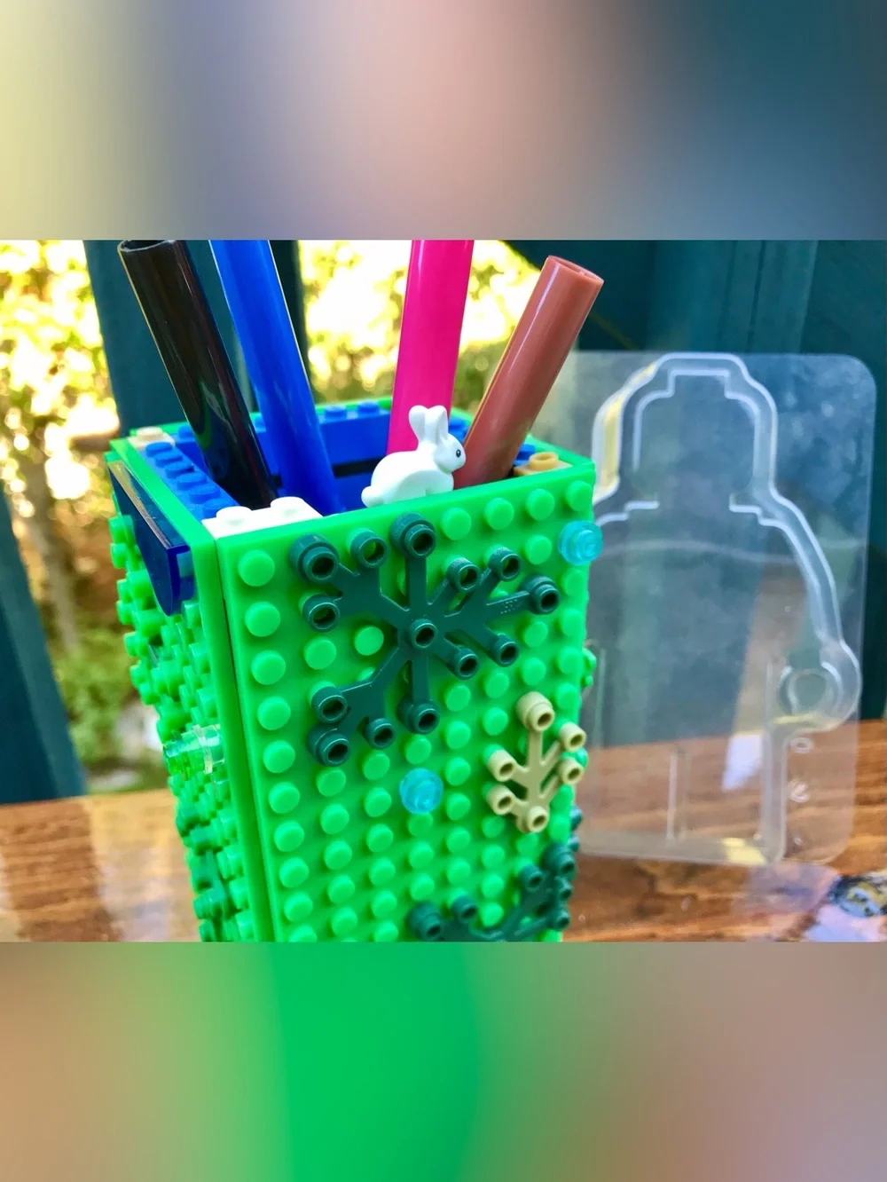 LEGO Building Blocks Lot DIY Desk Cup Pen Holder Bracelet Clear Minifigure Mold